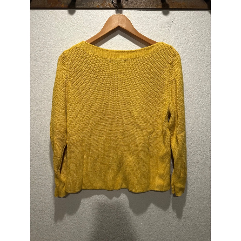 Banana Republic Womens Mustard Yellow Ribbed Boatneck Cotton Blend Sweater S - Picture 7 of 7
